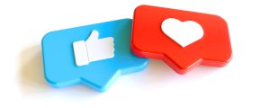 3D Social Media Network Love and Like Heart and thumbs up Icon R